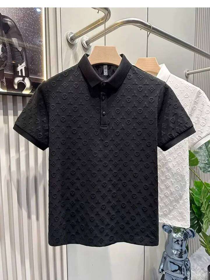 Summer New Men's Lop-up Hollow Short-sleeved Polo Tee Shirt Ice Silk Breathable Business Fashion T-Shirt Male Brand Clothes 26H0312