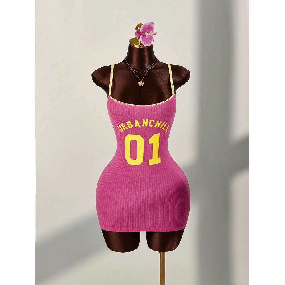 Cross-border fashion printed ins camisole for women, new summer style, sexy and slim-fitting bodycon dress