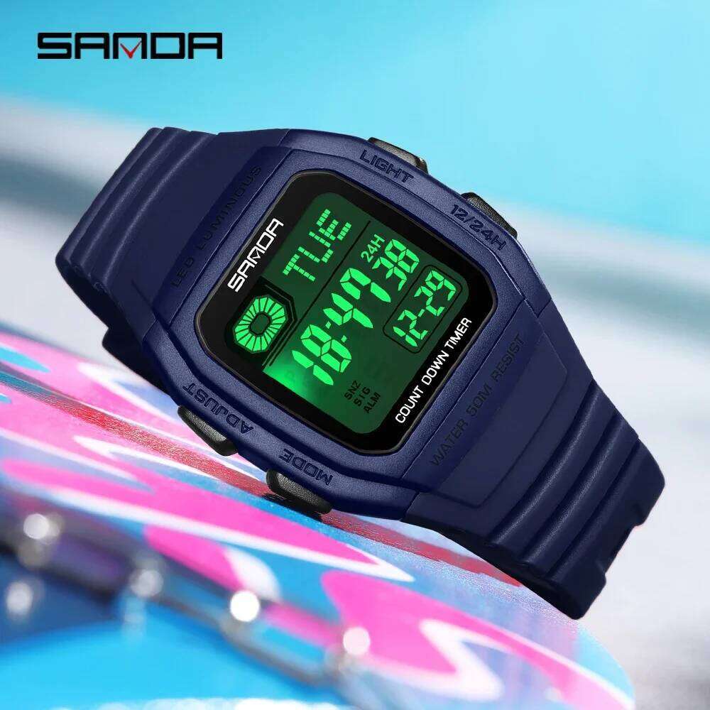 2026 SANDA New 2208 Fashion Men's Electronic Outdoor Sports Waterproof Timing LED Women's Watch
