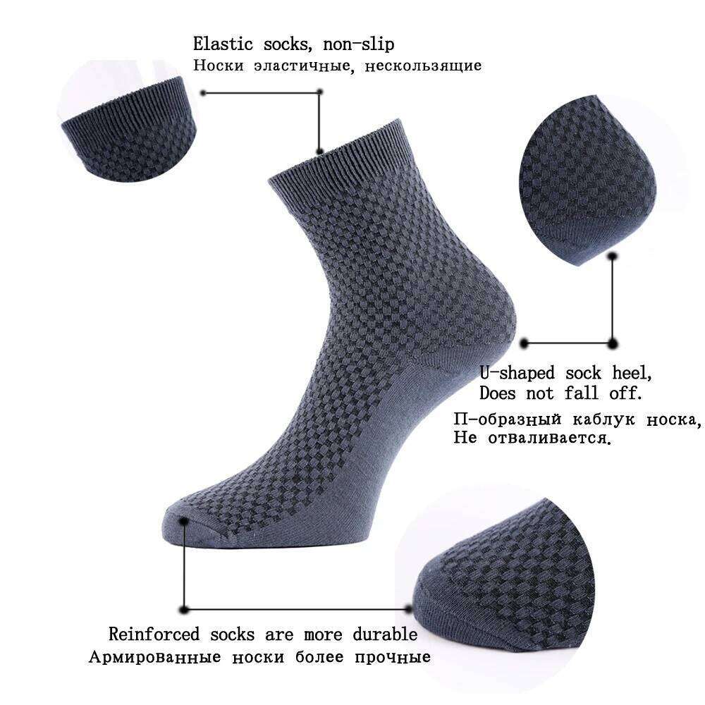 10 Pairs High Quality Bamboo Fiber Men's Business Breathable Deodorant Compression Socks Men Long Big Size EUR 38-47 Z260312