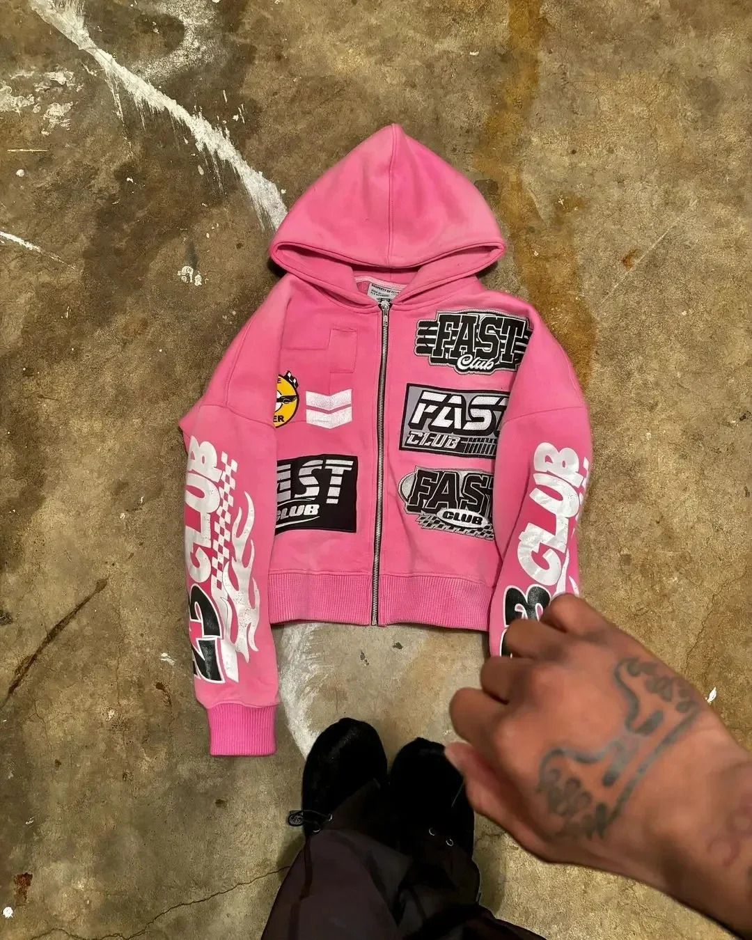 Motorcycle clothing Y2K Hip Hop Trend Zipper Hoodie Women Street Casual Vintage Sweatshirt Unisex Fleece Padded Warm Hoodie 260311