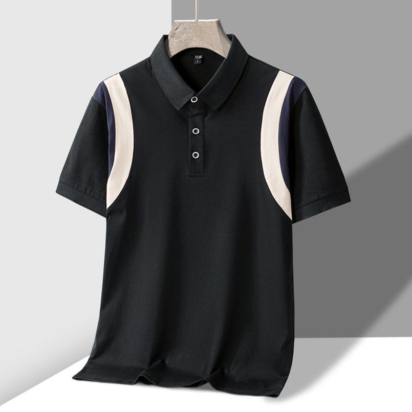 New Cotton Shirt, Ice Porcelain Cotton, Solid Color, Fashionable, Casual, Breathable, Trendy Short-Sleeve Polo for Young and Middle-Aged People
