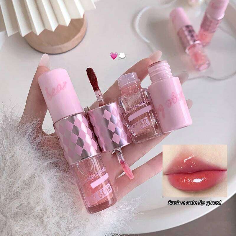 Gege bear Double-head + Lip gloss, shiny and chubby shining luster, moisturizing lips, essential lip gloss W260311
