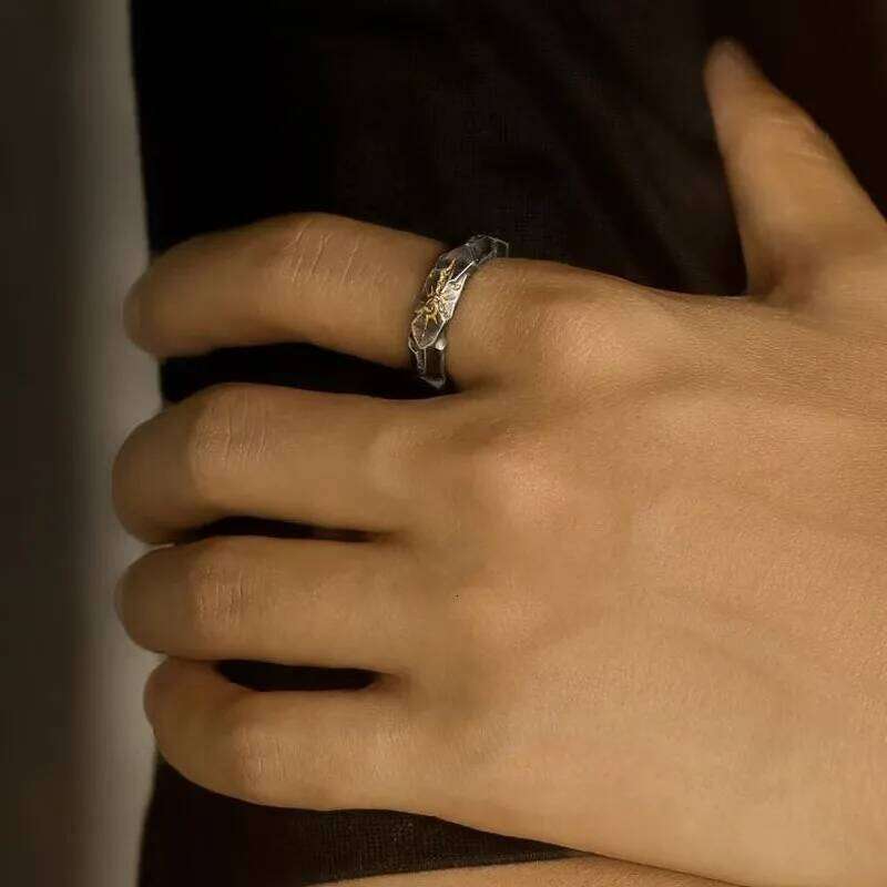 Wishing Stone Self-Discipline for Men, Thai Silver High-End Men's Open Ring H260312