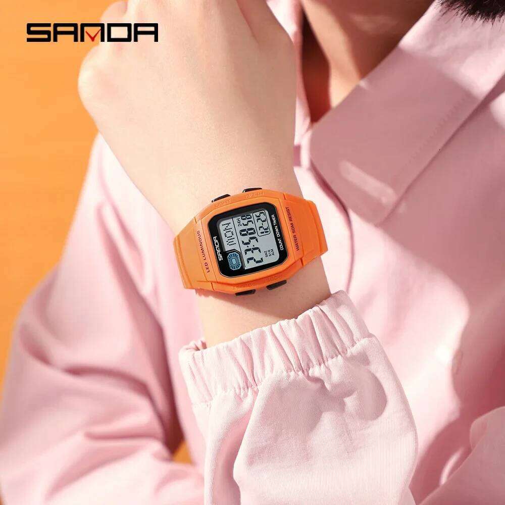 2026 SANDA New 2208 Fashion Men's Electronic Outdoor Sports Waterproof Timing LED Women's Watch