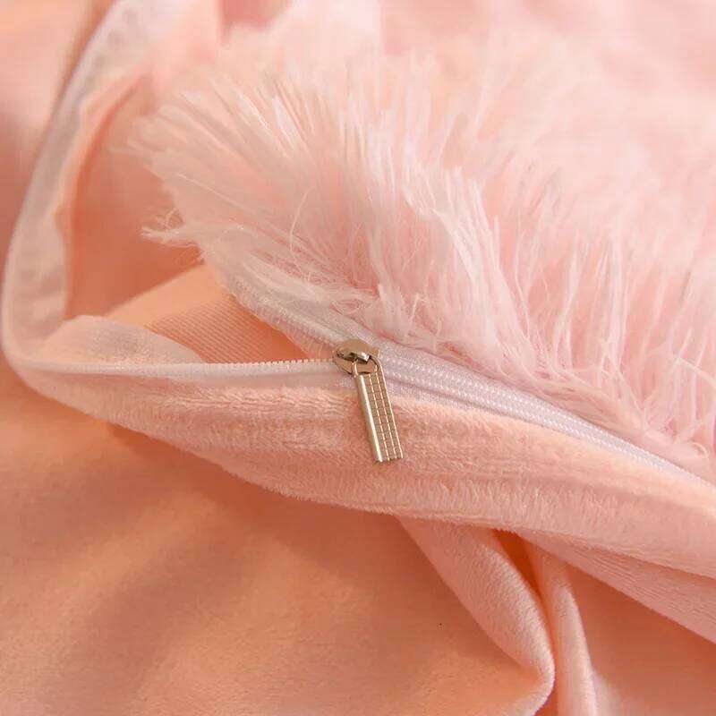 Winter Warm Long Plush Pink Bedding Queen Mink Velvet Double Duvet Cover Set with Fitted Sheet Warmth Quilt Covers H260312