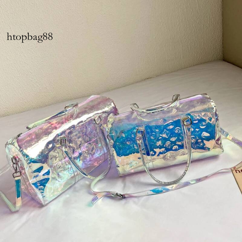 Fashion Colorful Transparent Jelly Laser Shoulder Women Handbag Waterproof Large Capacity Storage Travel Bag