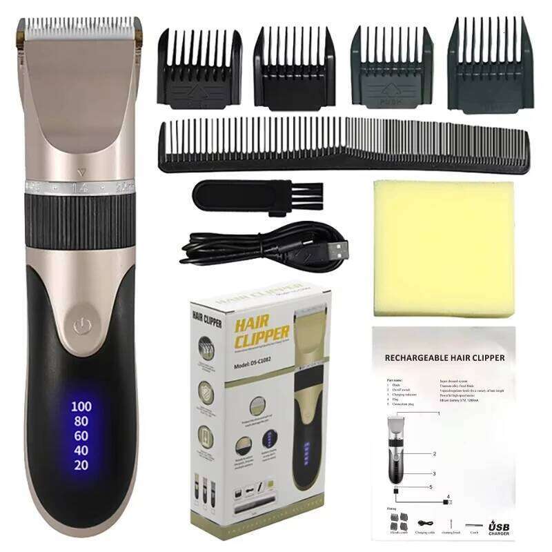 Men Electric Clipper Ceramic Blade 5 Speed Adjustable USB Rechargeable Cordless Trimmer Professional Hair Cut Barber Tool C260312