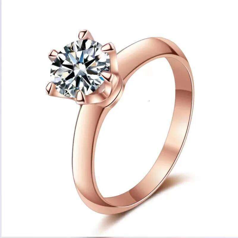 18K Rose Gold Solitaire 1.5ct Created Diamond Ring Party Wedding Band Rings for Women Bridal Engagement Jewelry Gift H260312