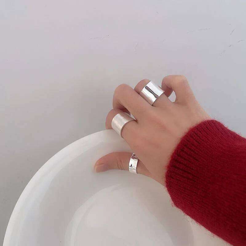 Original 925 Sterling Wide Smooth Rings For Women Counple Wedding Engagement Silver Women's Vintage Ring Fine Jewelry H260312