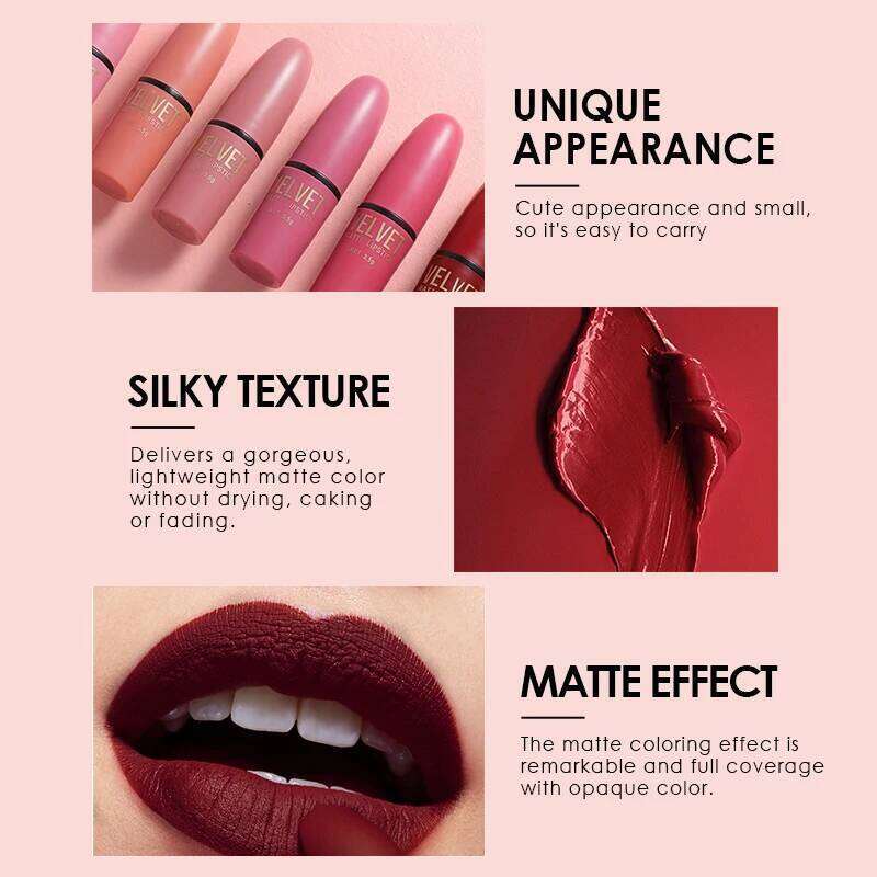Langmanni with matte finish, waterproof and not easy stick to cups, 6-color gift box lipstick set W260311