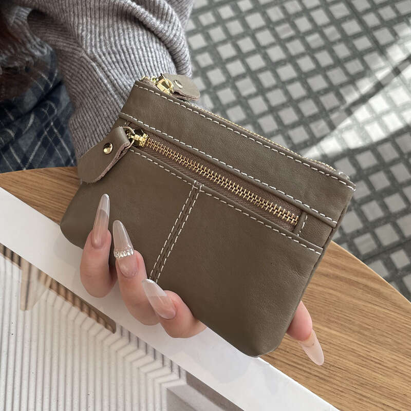 Luxury fashion wallet Vegetable Tanned Simple Zipper Purse For Women Genuine Leather Large Capacity Bank Card Storage Bag Portable Coin Pouch