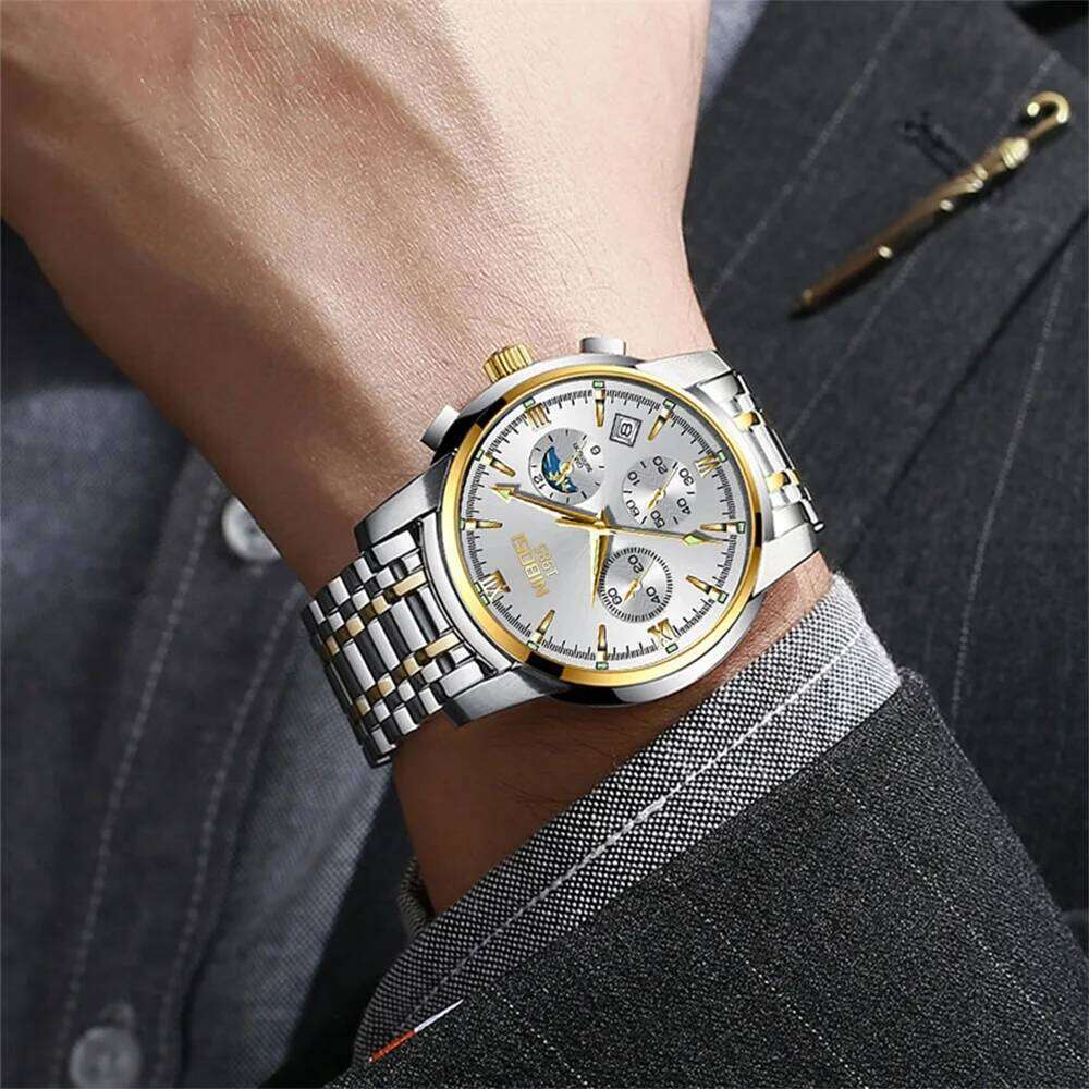 2026 NIBOSI Business Mens Watches Top Brand Luxury Quartz Wrist Waterproof Chronograph Casual Watch Men Relogio Masculino