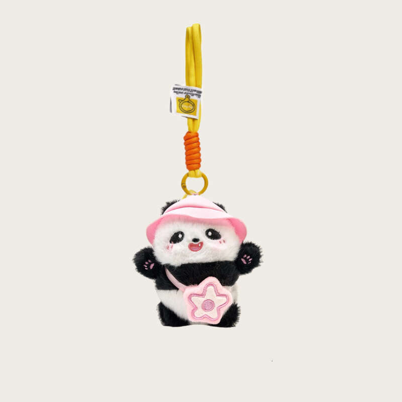 Little Car Keychain Gift Cute Cartoon Giant Panda Bag Pendant Plush Doll Backpack
