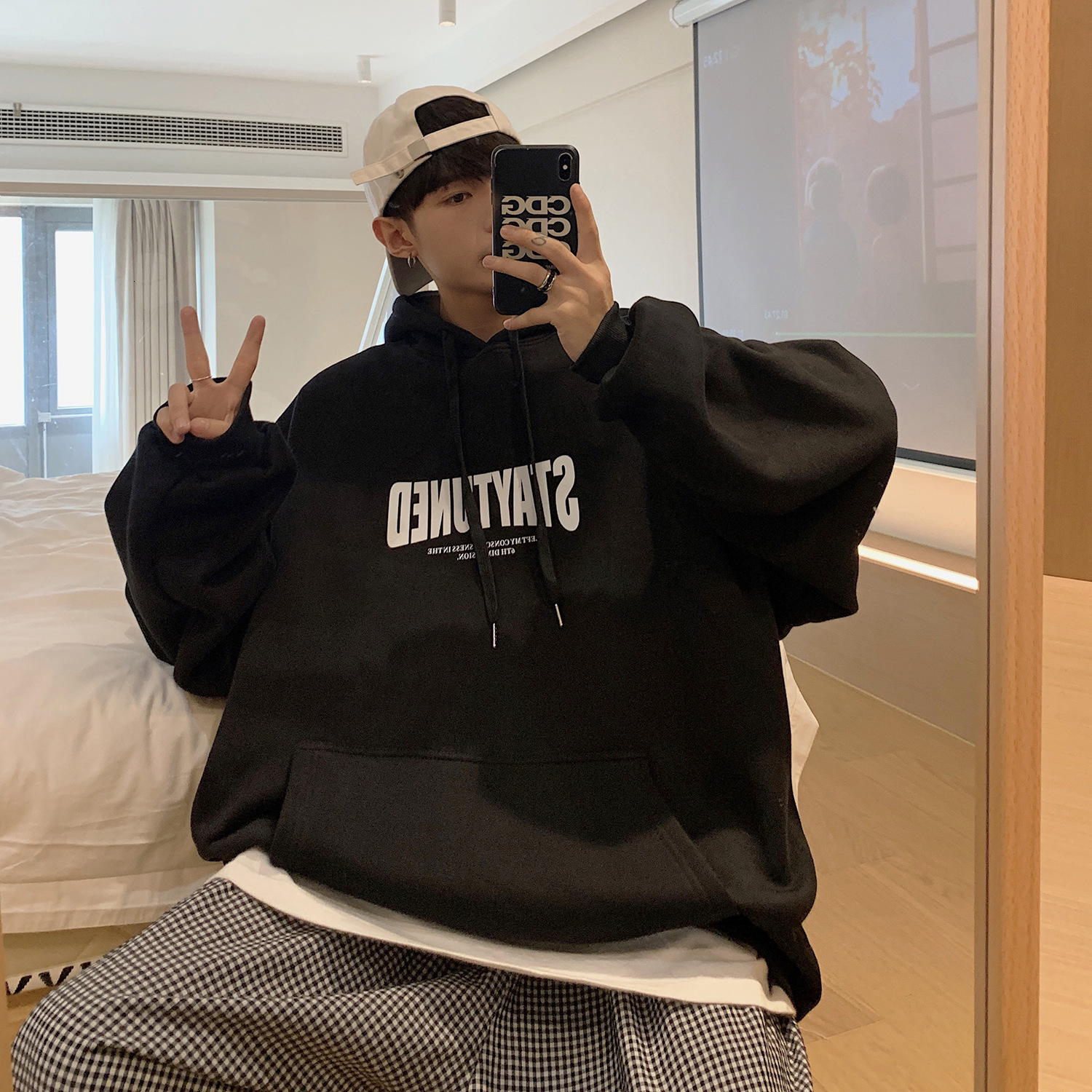 Men's Hooded Sweatshirt Autumn Trend Designer Hoodie Style Letter Print Casual Hoodie Hong Kong Style Plus Size Youth Pullover Jacket