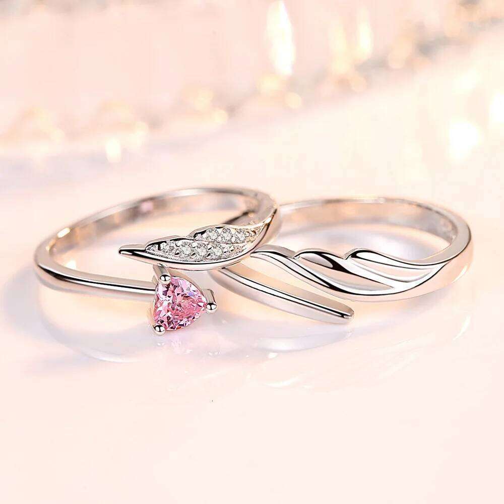 Woman's 925 Sterling Silver Fashion Jewelry New Crystal Zircon Wings Couple Rings For Man XY0347 W260311