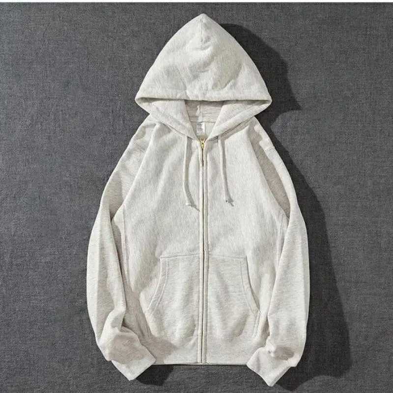 Good Quality Zip Hooded Women And Men Sweatshirt Navy Blue Cotton Casual Street Wear Loose Y2k Spring Autumn Solid Hoodie Jacket M260312