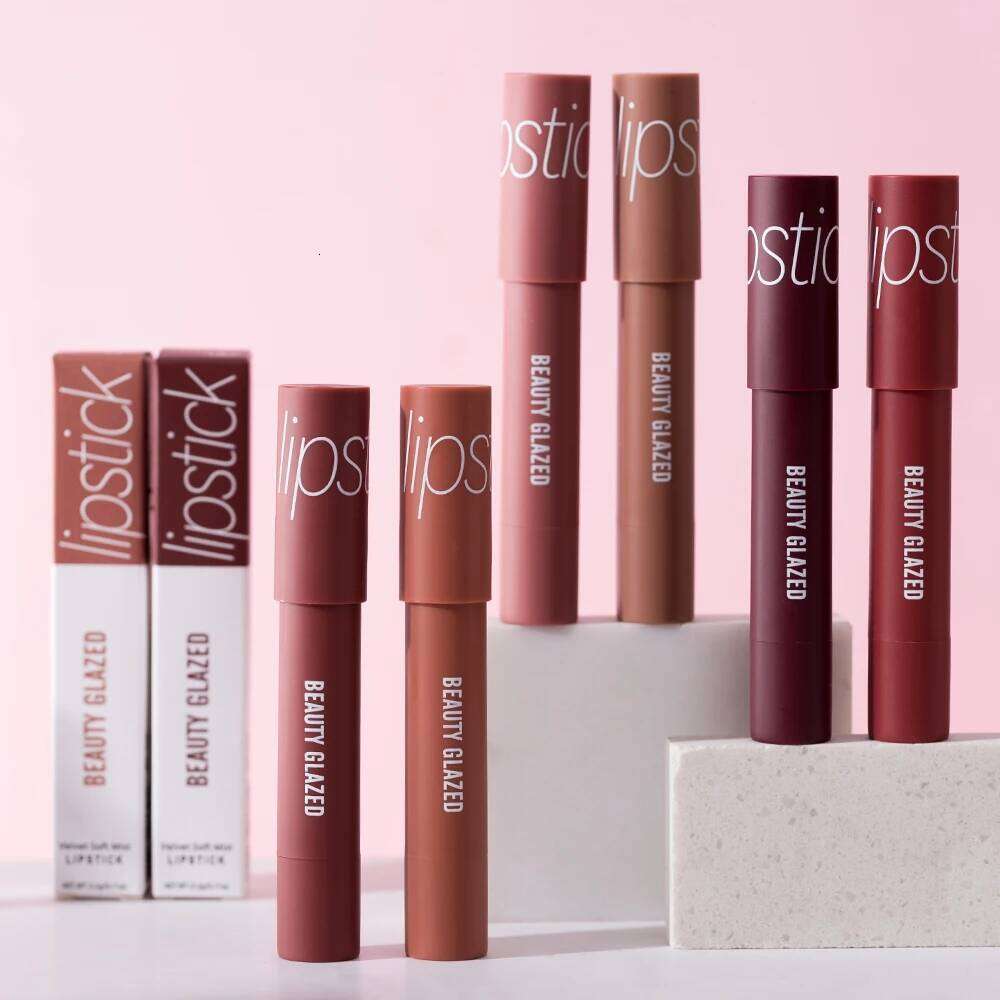 Beauty Glazed Matte Lipstick Pencil Waterproof Long Lasting Balm 12 Colors Velvet Lip Liner Pen Lips Makeup Women Cosmetics W260311