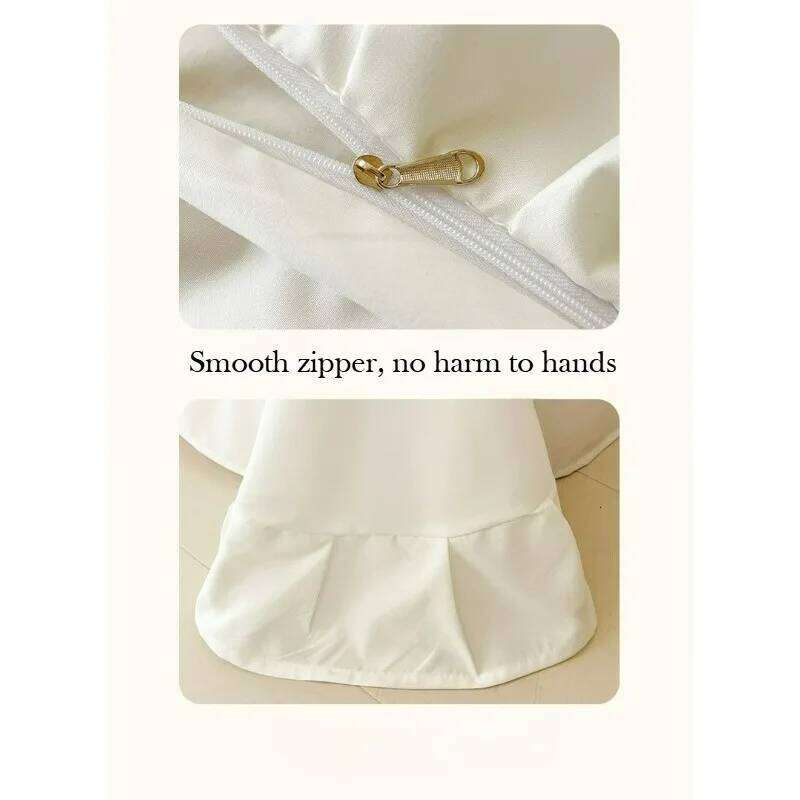 Princess Washed Cotton Bedding with Pillowcase Single Double Bed Linen Purple Duvet Cover Cream Style Four Piece Set H260312