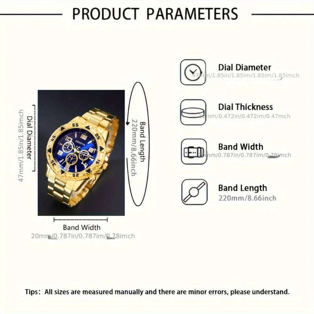 4pcs/set Deluxe Men's Quartz Set Casual Round Dial Alloy Case and Bracelet Electronic Movement Fashionable Business Watch