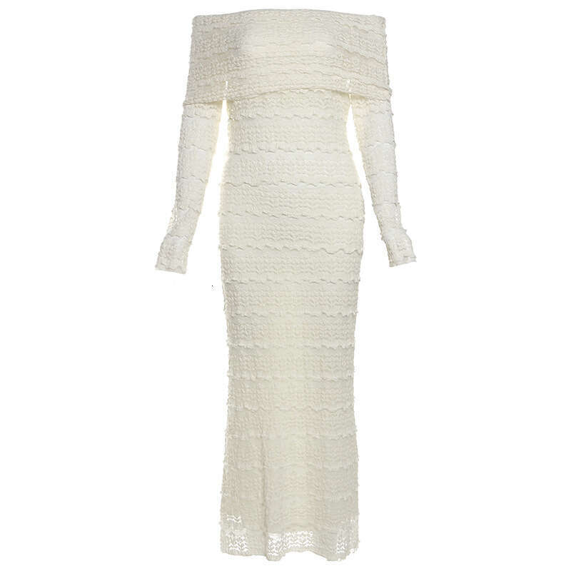 European and American 2026 autumn new fashion elegant socialite style off-shoulder lace dress for women
