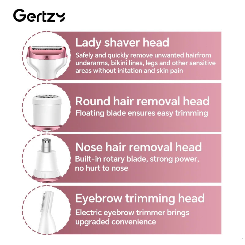 USB four in one electric shaver - suitable for face nose legs armpits painless trimmer - portable beauty toolkit 260311