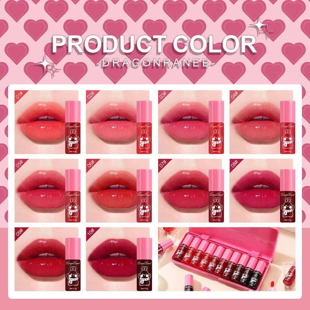 Ten-Piece Set, Mirror-Like, Watery, Plump, Whitening, Complexion-Enhancing Lipstick, Moisturizing, Non-Stick Cup, Long-Lasting Lip Glaze W260311