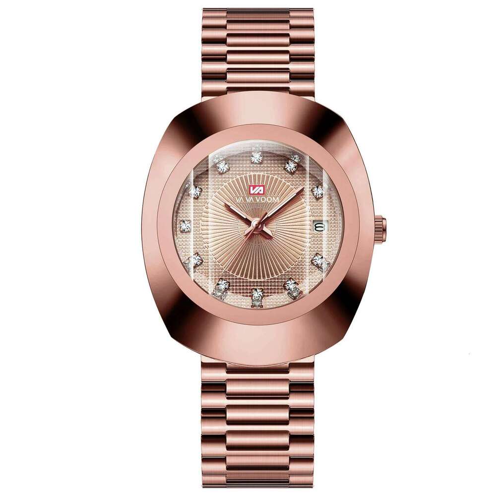Top Fashion Stainless Steel Business Luxury Quartz Movement 40mm Elliptical Black Clock VA VOOM Brand Watch for Men