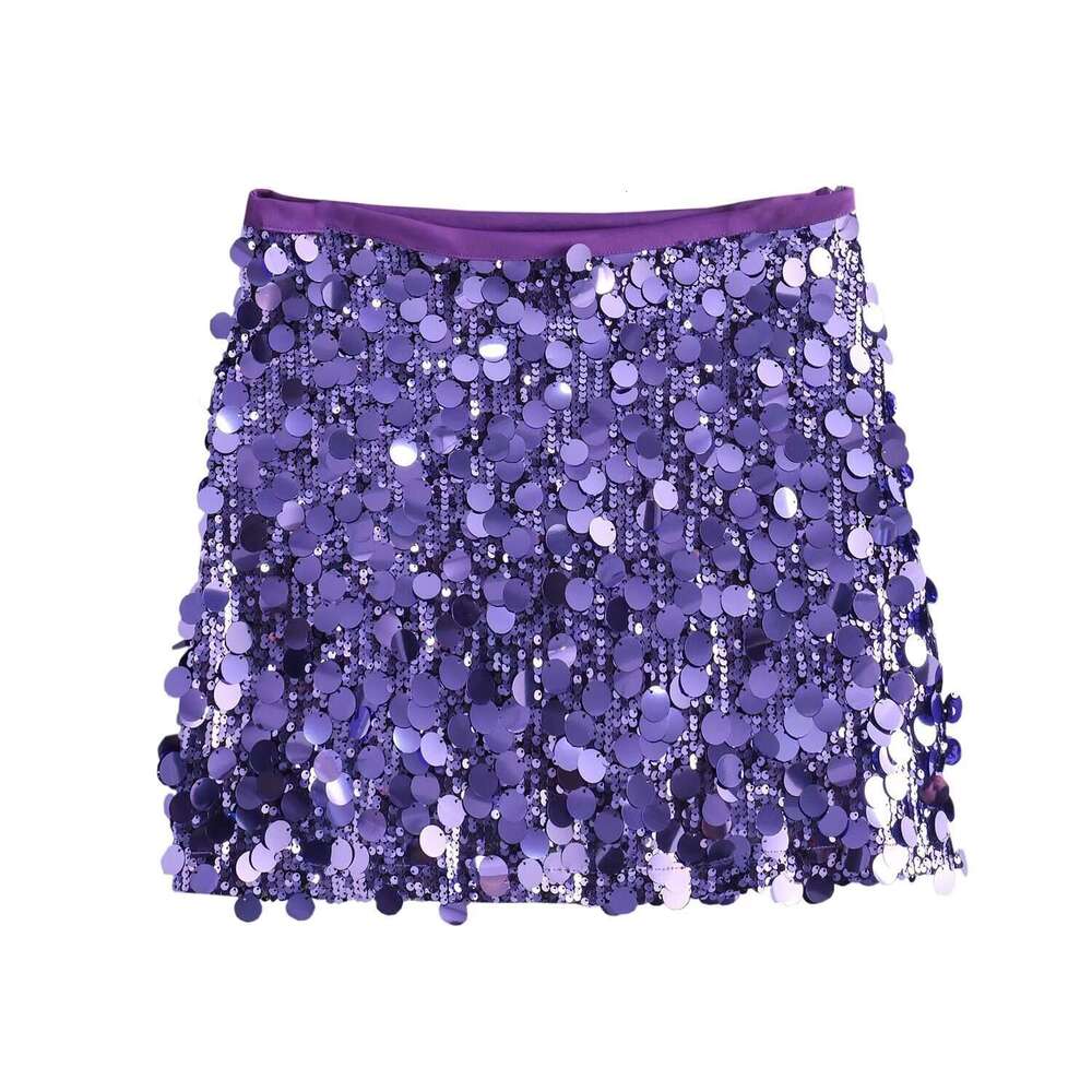 2025 Winter Cross-Border Trade European and American Style Women's Sexy A-Line High Waist Bodycon Sequin Mini Skirt