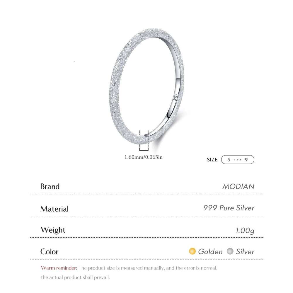MODIAN 999 Pure Silver Trendy Sparkling Stackable Eternity Band Rings For Women Daily Vacation Chill Fine Jewelry Accessories H260312