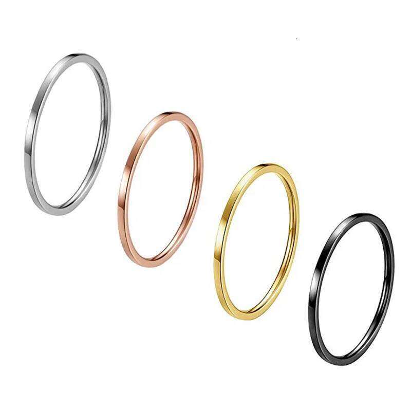 1mm Thin Stackable Stainless Steel Plain Band Knuckle Midi Ring for Women Girl Size 3-10 H260312