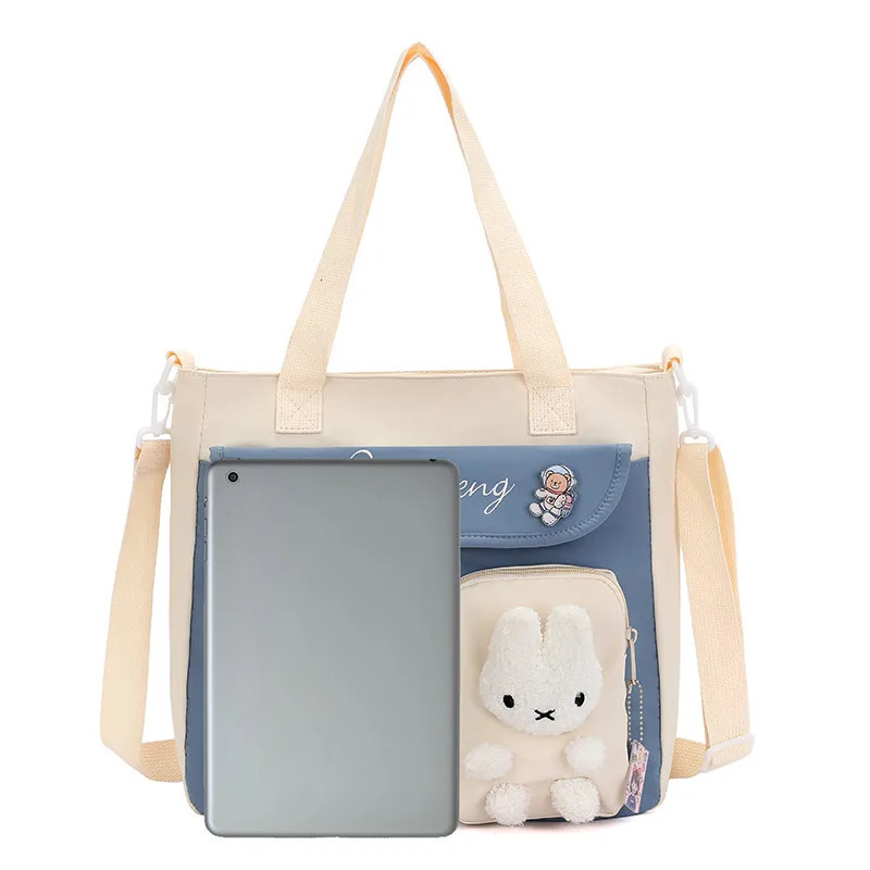 Handbag Student Carrying Book Bag Womens Canvas Large Capacity Zipper Junior High School Tutoring Cros 260311
