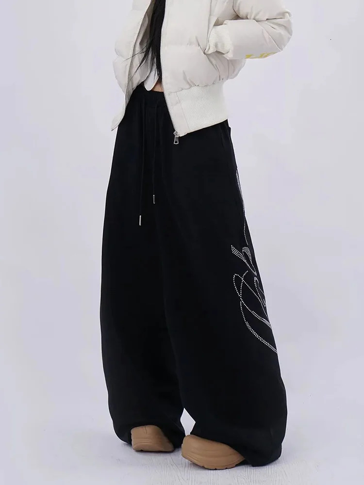 Harajuku Y2k Black Sweatpants Women Loose Vintage American Hop Pants Spring High Waist Bf Streetwear Letter Trousers 260310