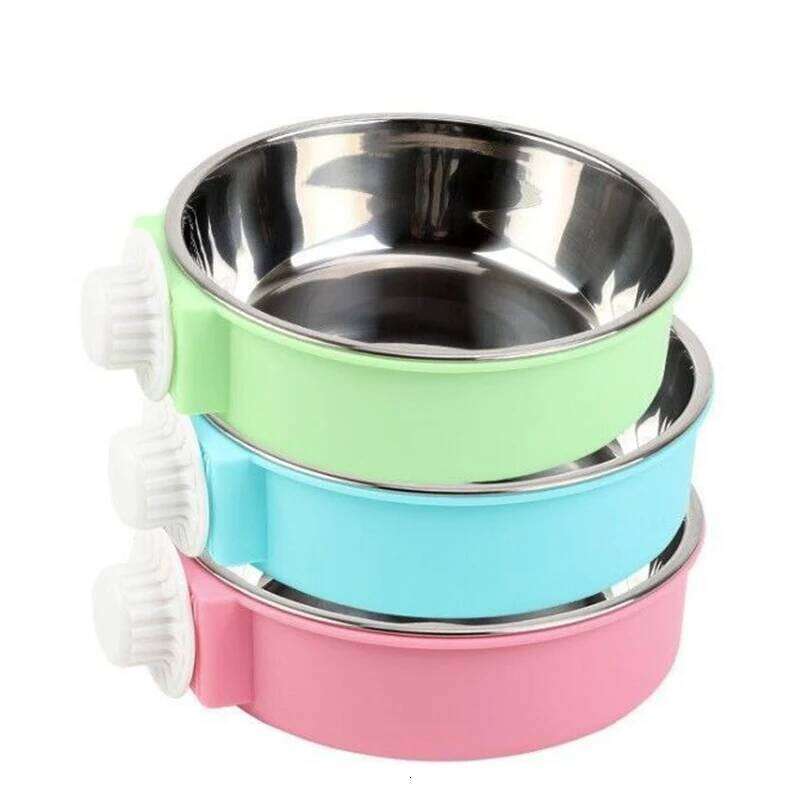 stainless steel dog Cat Food anti-upset hanging cage Fixed water bowl fence Pet supplies 26Y0312