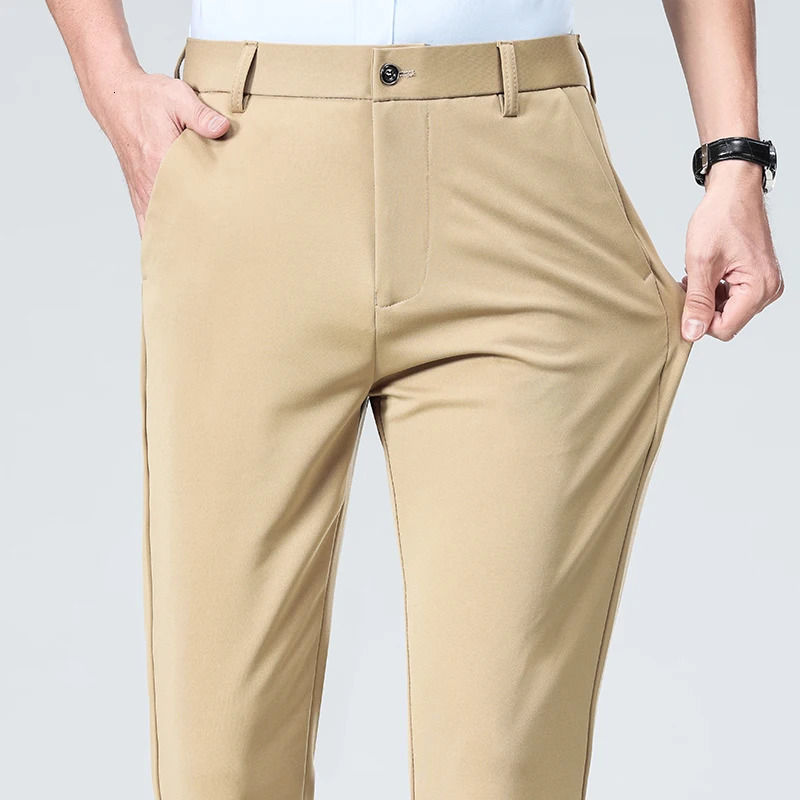 Summer Autumn Thin Trousers Men Formal Dress Suit Pants Work Pants Quality Business Casual Pants Black Wine Red Long Pants 260311