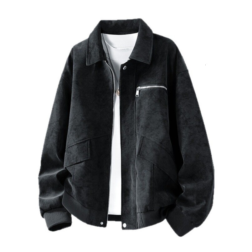 Cross-border American-style jackets for men women, turn-down collar, warm, Hong Kong-style leather jacket, autumn and winter casual retro jacket