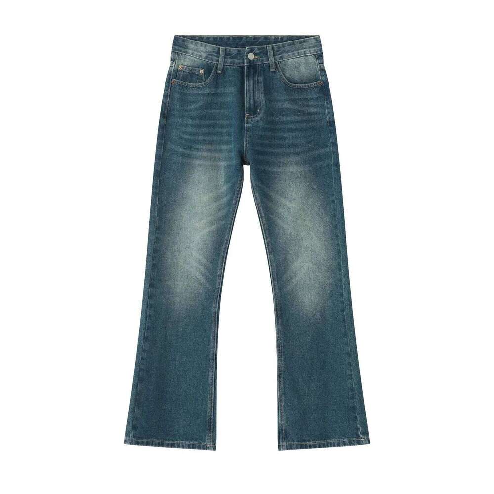 Men High Street Hip Hop Casual Small Flare Jeans Male Japan Korea Style Streetwear Vintage Denim Trousers Pant 26Y0312