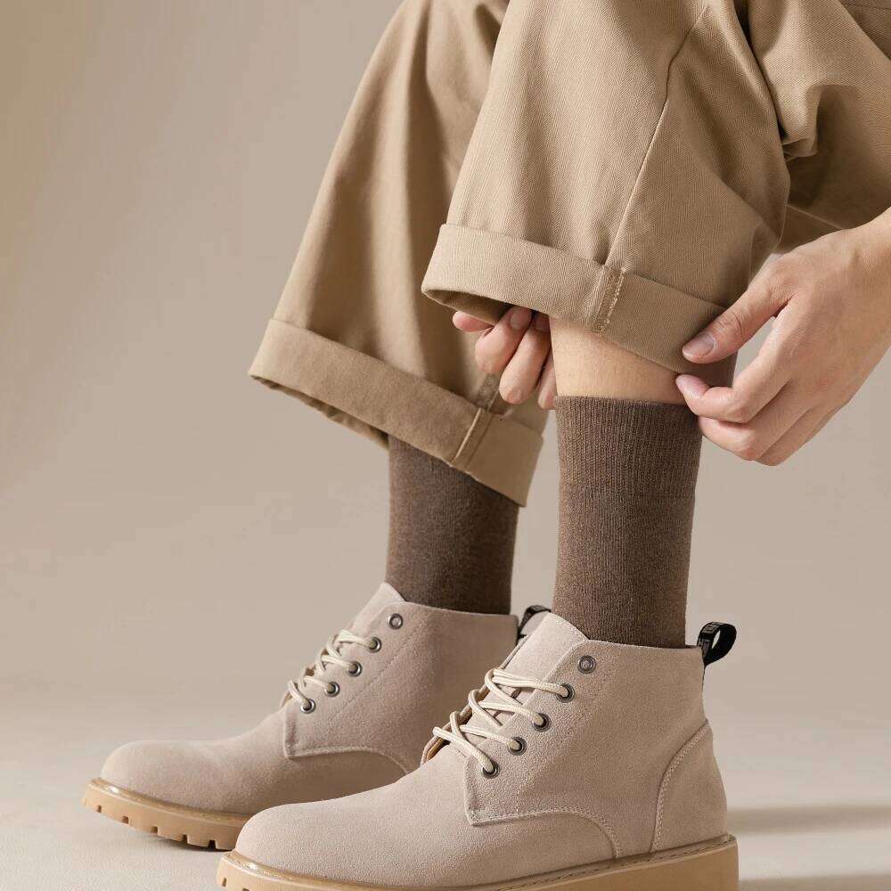 3 Pair Men's Winter Thick Warm Terry Cotton High Quality Business Solid Color Fashion Casual Socks Z260312