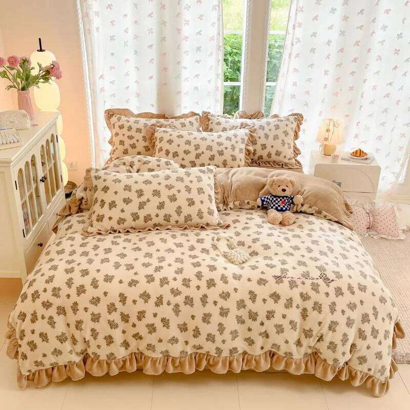 2025 new comfortable high-gram milk fleece set, winter thickened warm and skin-friendly bedding four-piece set H260312