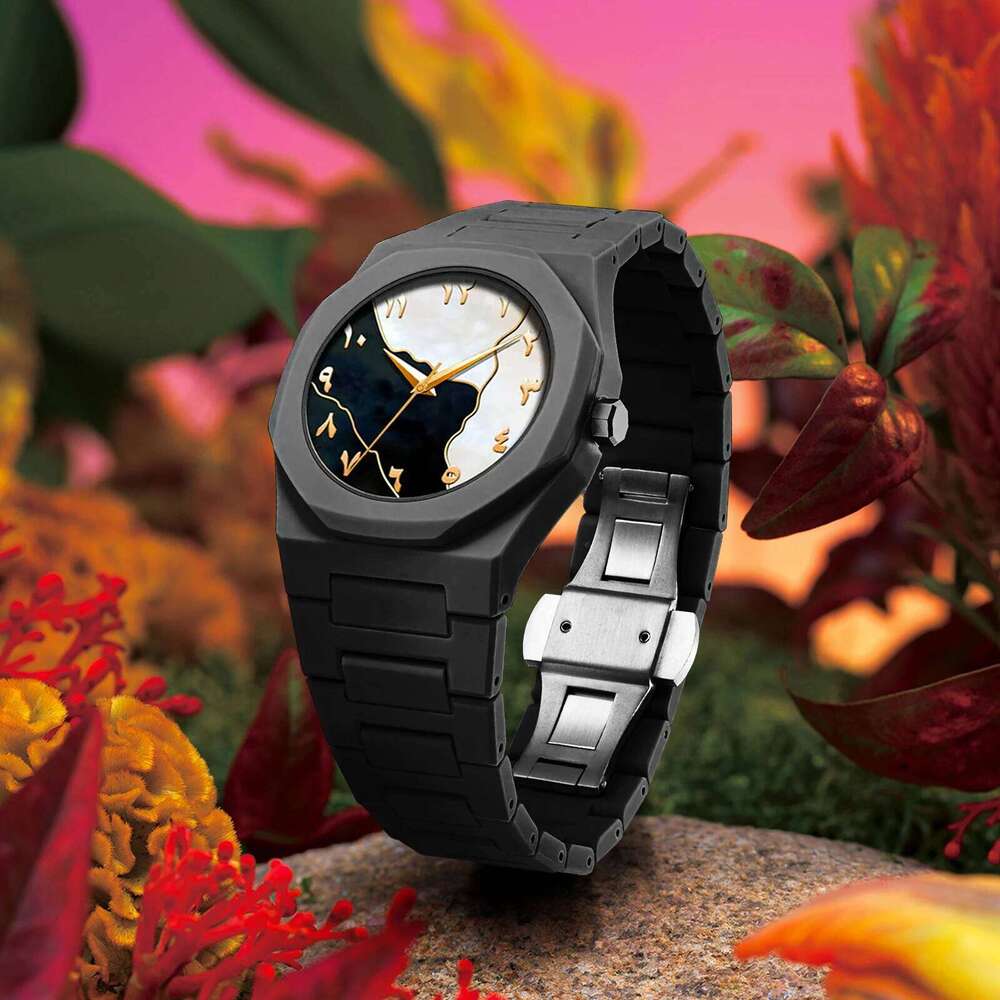 2025 New Hot Selling Silicone Strap Black Sports Style 40mm Quartz Movement Fashion Arabic Digital Wrist Watch for Men