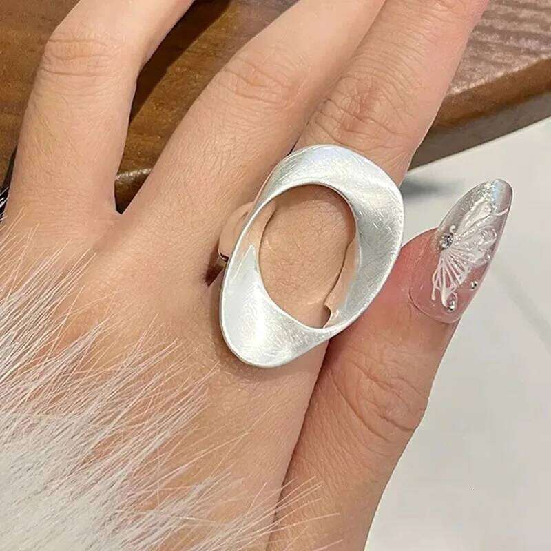 925 Sterling Silver Rings Women Geometric Fine Jewelry Finger Adjustable White Circle Hollow Ring For Party Birthday Gift H260312