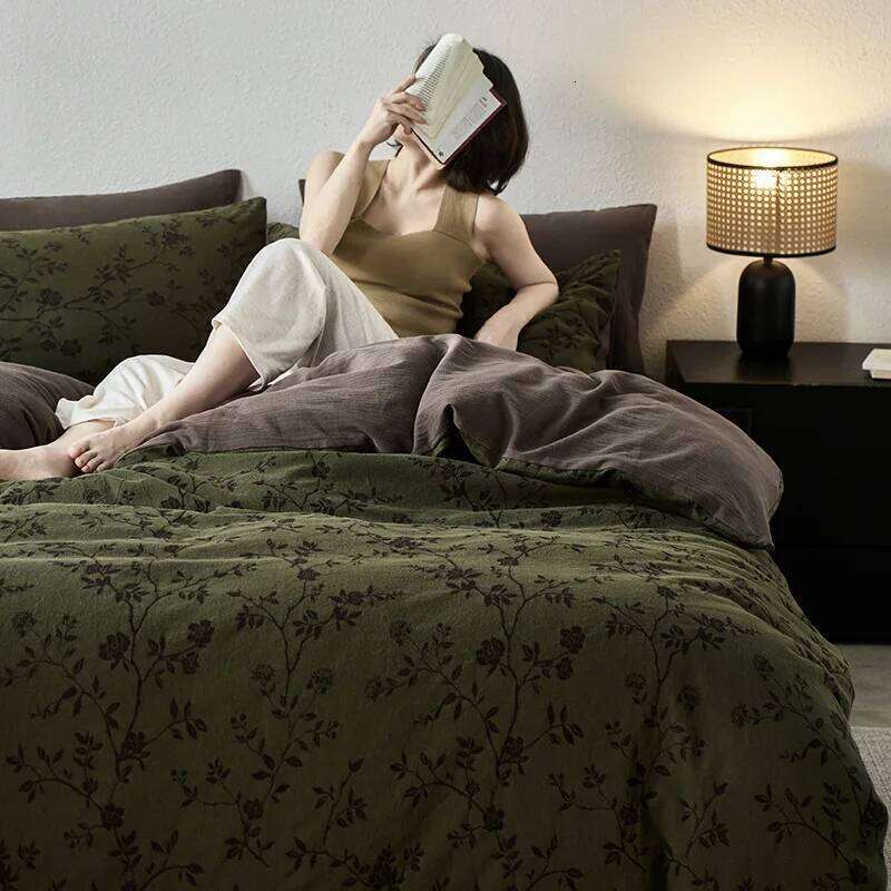 Sheet quilt cover naked sleeping feeling bed high-grade antique retro new bedding four-piece cotton set H260312