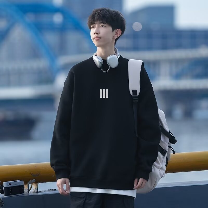Trendy Brand Men's Sweatshirt New Autumn And Designer Hoodie Winter Fleece-lined Loose Casual Trendy Couple's Sports Crew Neck Top Jacket