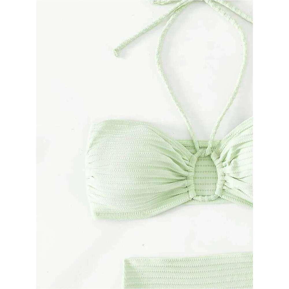 2025 New Three-Piece Bikini Set Sexy Women Dress Solid Halter Swimsuit Hollow Backless Swimwear Tight Push Up Beach Bathing Suit Y260303
