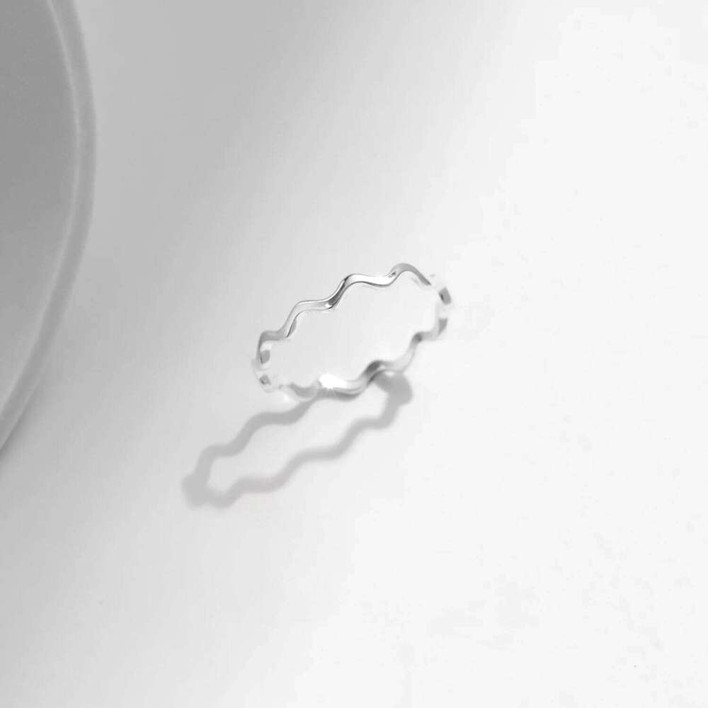 MODIAN 925 Sterling Silver Line Wave Trendy Thin Finger Ring Simple Stackable Exquisite Rings For Women Girl Party Jewelry Gifts H260312