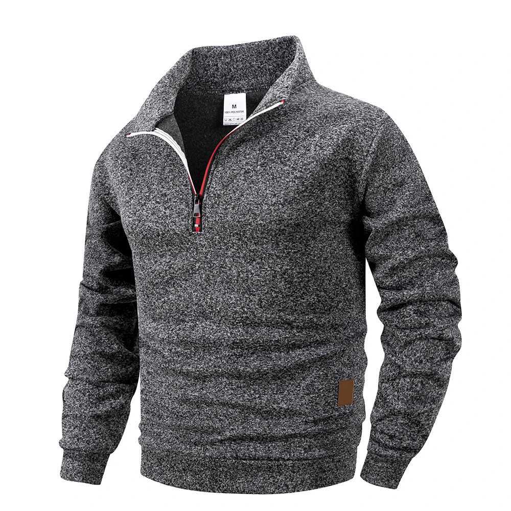 Spring Autumn Mens Standing Collar Half Zipper Sportswear Long Sleeve Sweatshirts Men Casual Knitted Pullovers Daily Coats M260312