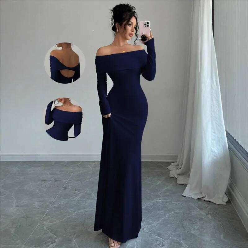 Women's Fashion White Wedding Dress Spring Autumn One-shoulder Slim Backless Sexy Hip-pack Dresses For Women Robe Femal Vestidos C260311