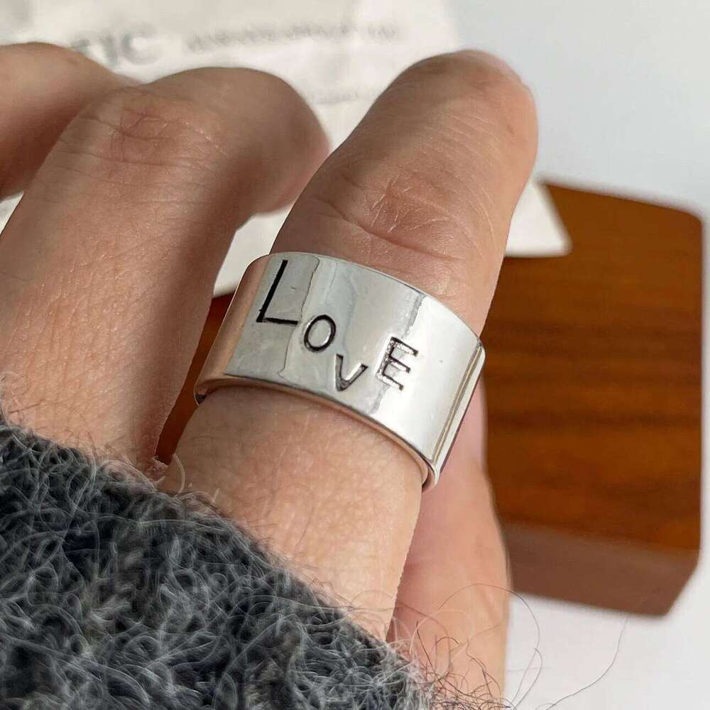 925 Sterling Silver Rings Women Geometric Fine Jewelry Finger Adjustable Simple Wide Ring For Party Birthday Gift H260312