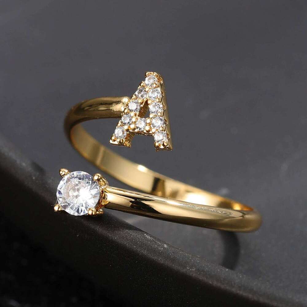 New Design Fashion Pav CZ Adjustable A-Z26 Initial Letter Ring For Women Simple Elegant Jewelry Friendship Party Gift Wholesale H260312