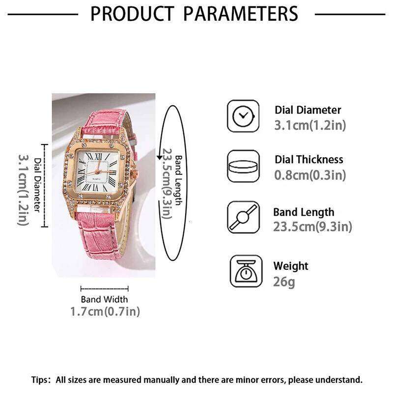 6pcs Women Fashion Quartz Female Clock Pink Butterfly Necklace Bracelet Luxury Design Ladies Leather Wrist Watch